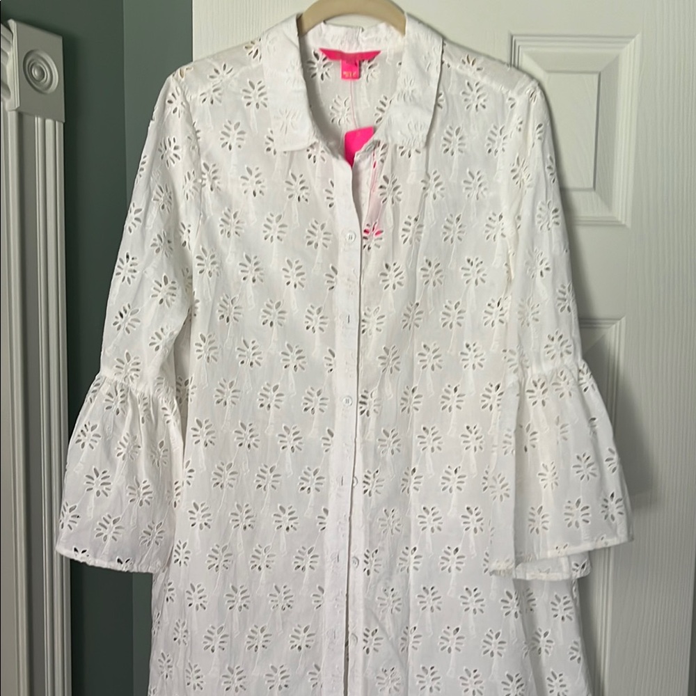 Lilly Pulitzer White Eyelet Button-Up cover-up